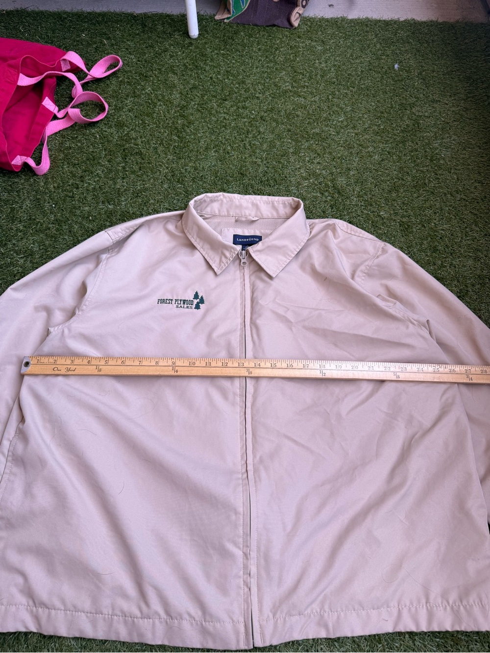 Land's End Cream Zip-Front Jacket with Small Embroidered Logo - Size XL - Picture 4 of 6